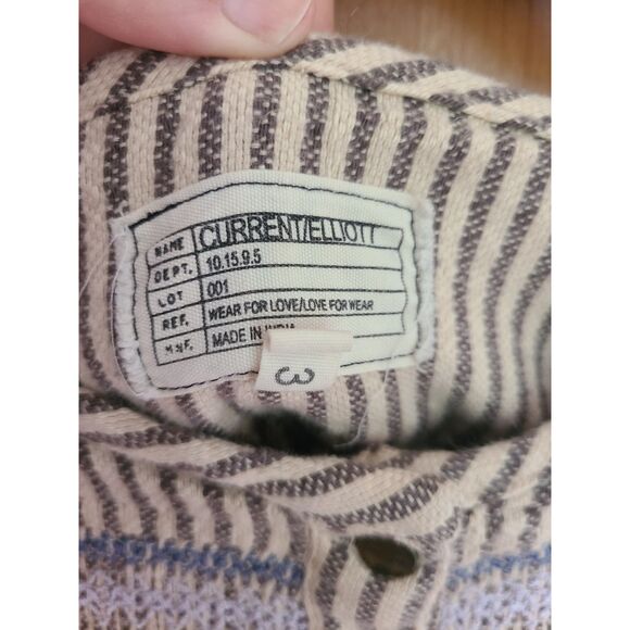 Current/Elliott Striped Peasant Cottagecore Sz 3 (LARGE) Blouse Top Long Sleeve - Picture 3 of 6